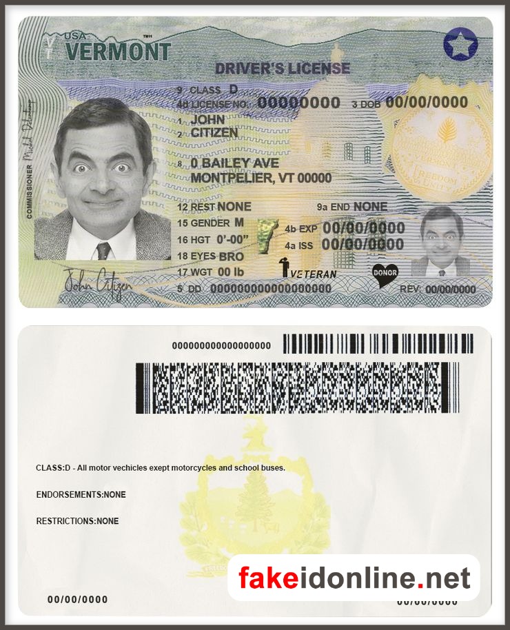 Vermont Driver License PSD Template New
